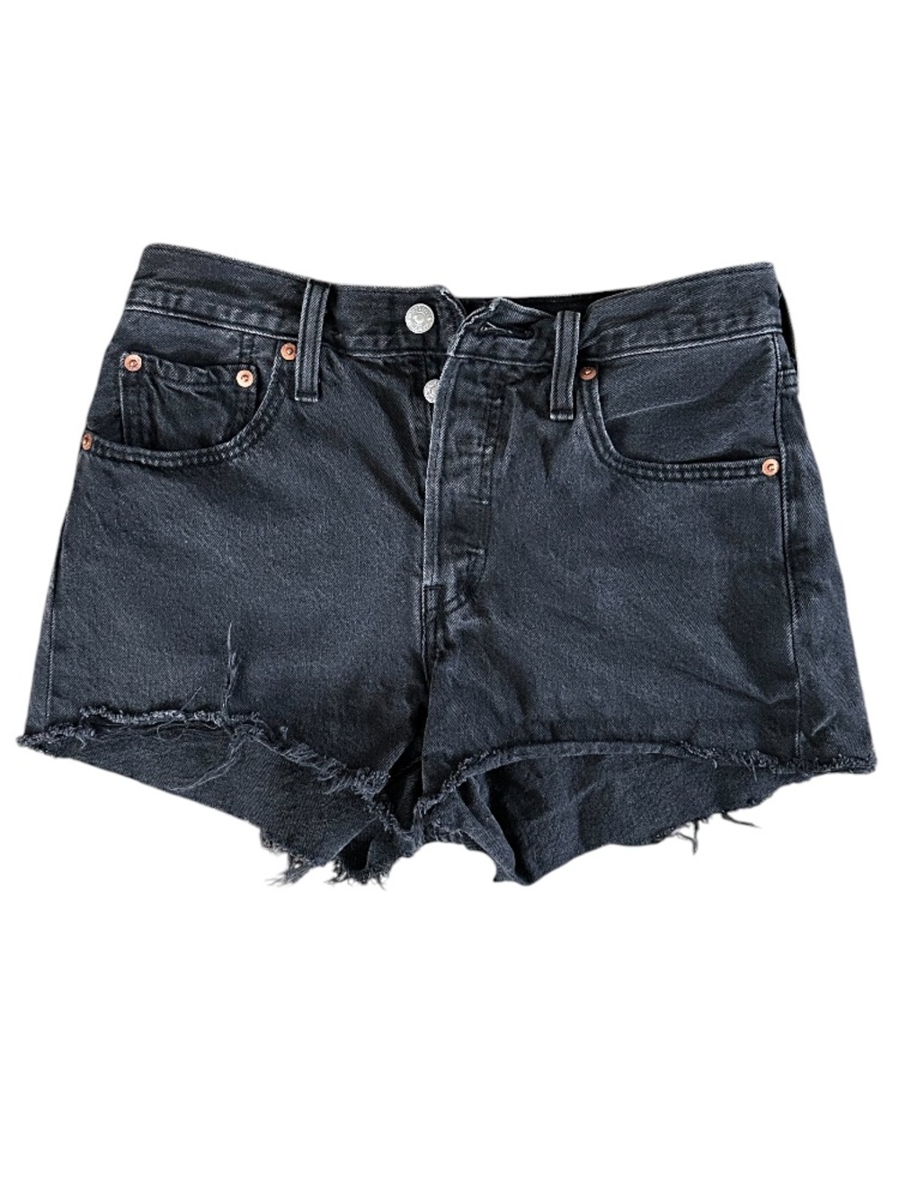 Levi's Black Distressed Denim Cutoff Shorts